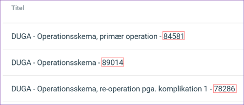 Billede af indberetning med ID i KIP1